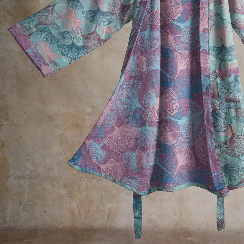 Dreamy Ginkgo Leaf Cotton Kimono Robe