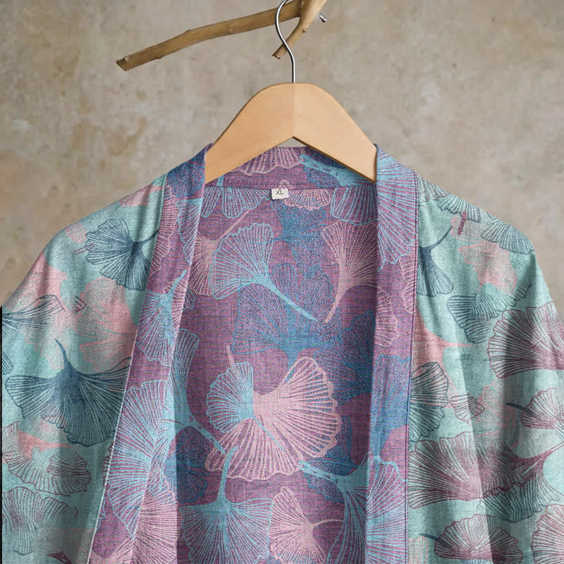 Dreamy Ginkgo Leaf Cotton Kimono Robe