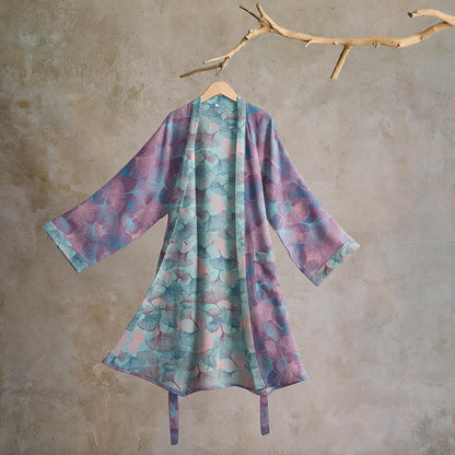 Dreamy Ginkgo Leaf Cotton Kimono Robe