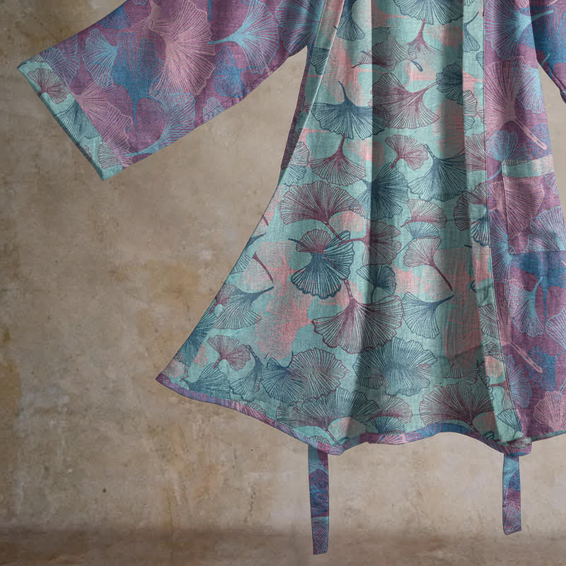 Dreamy Ginkgo Leaf Cotton Kimono Robe