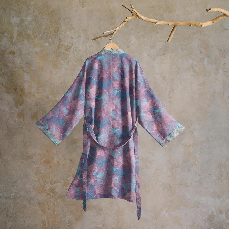 Dreamy Ginkgo Leaf Cotton Kimono Robe