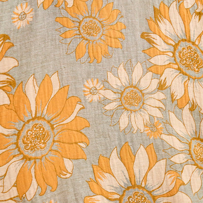Vintage Sunflower Cotton Kimono Bathrobe