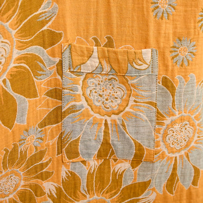 Vintage Sunflower Cotton Kimono Bathrobe