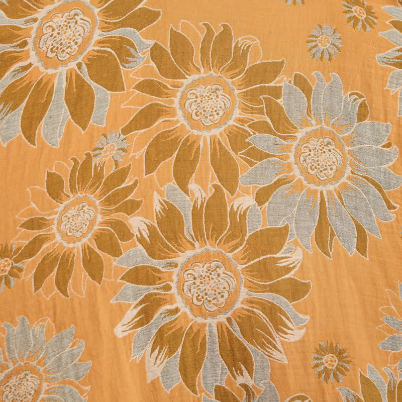 Vintage Sunflower Cotton Kimono Bathrobe