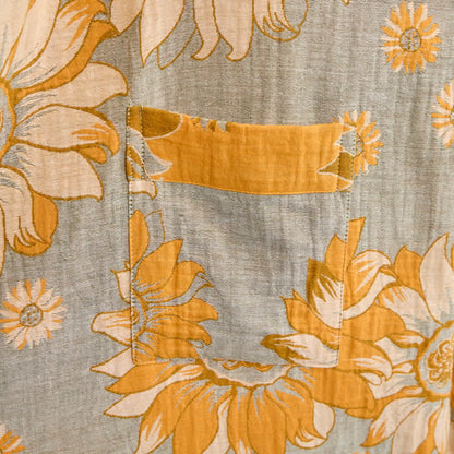 Vintage Sunflower Cotton Kimono Bathrobe