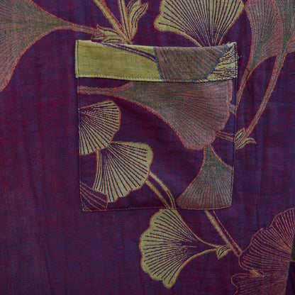 Retro Ginkgo Leaf Cotton Kimono Robe