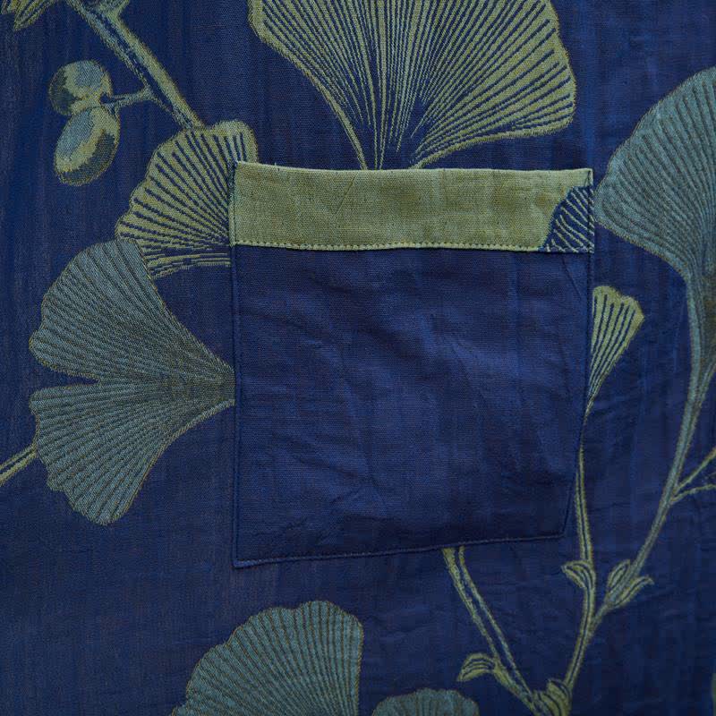 Retro Ginkgo Leaf Cotton Kimono Robe