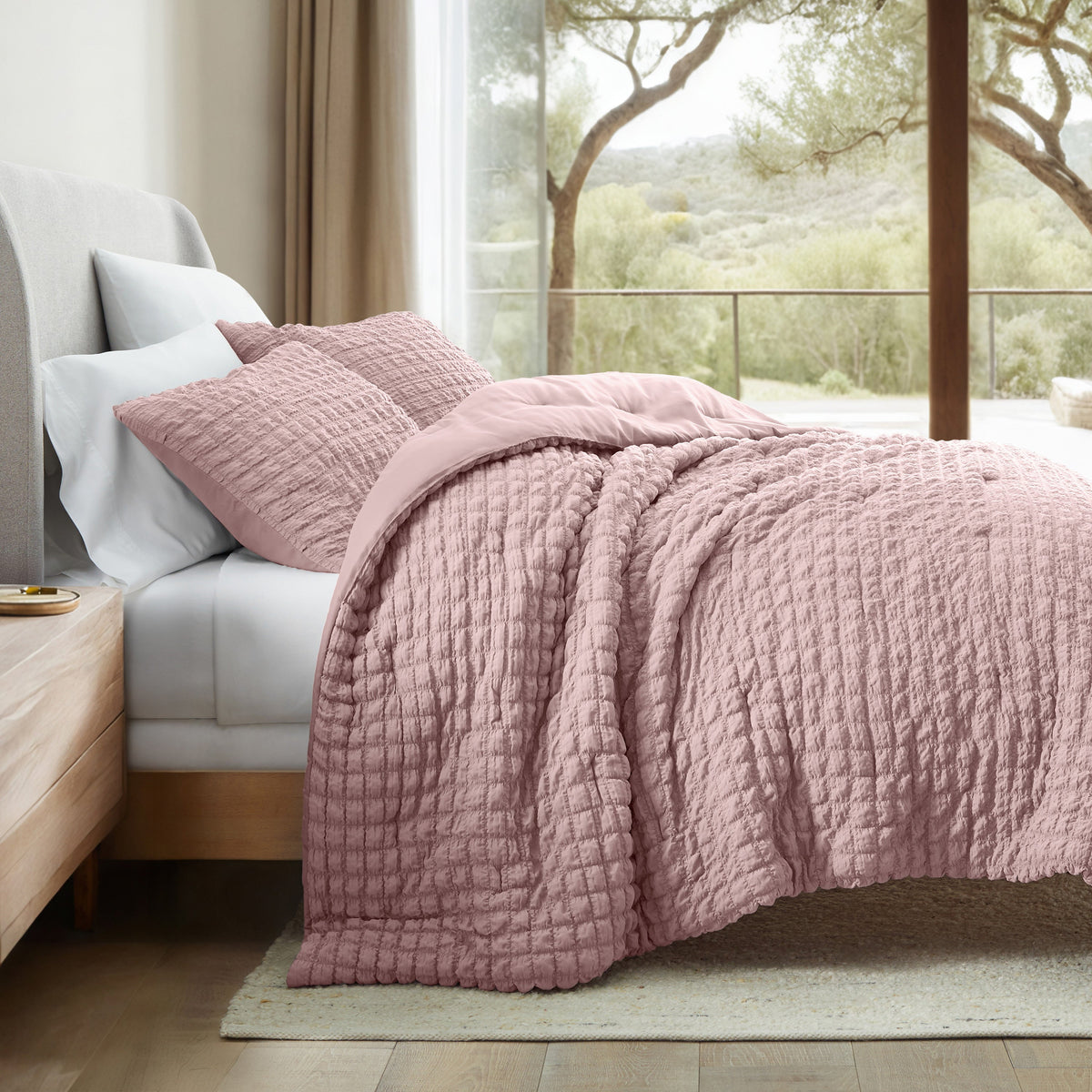 Seersucker Box Textured Down-Alternative Comforter Set