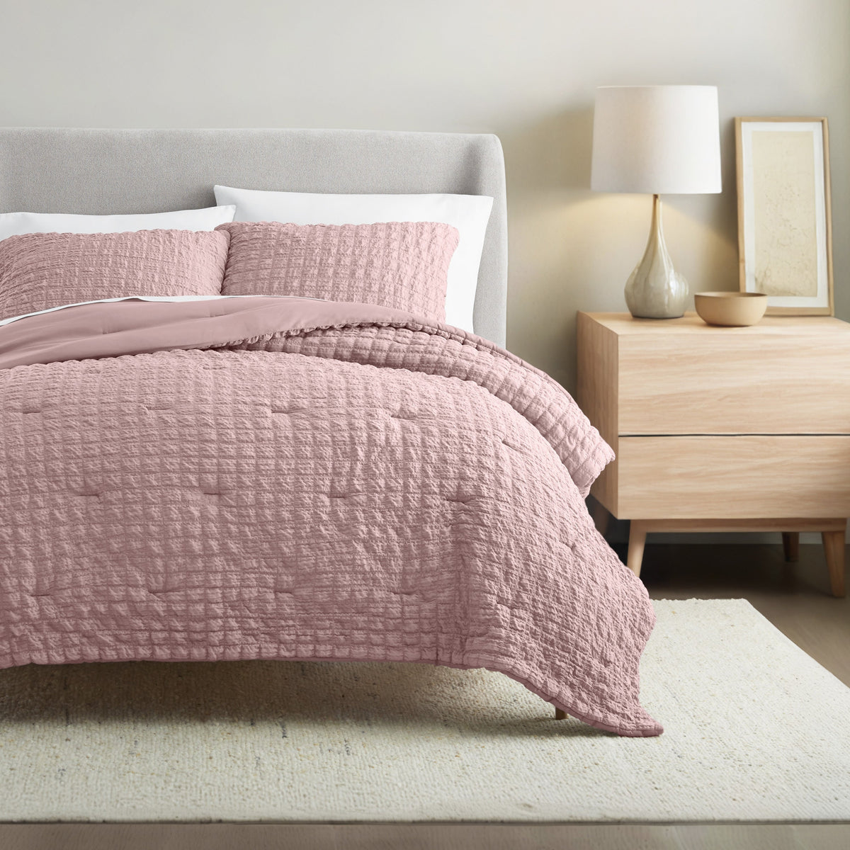 Seersucker Box Textured Down-Alternative Comforter Set
