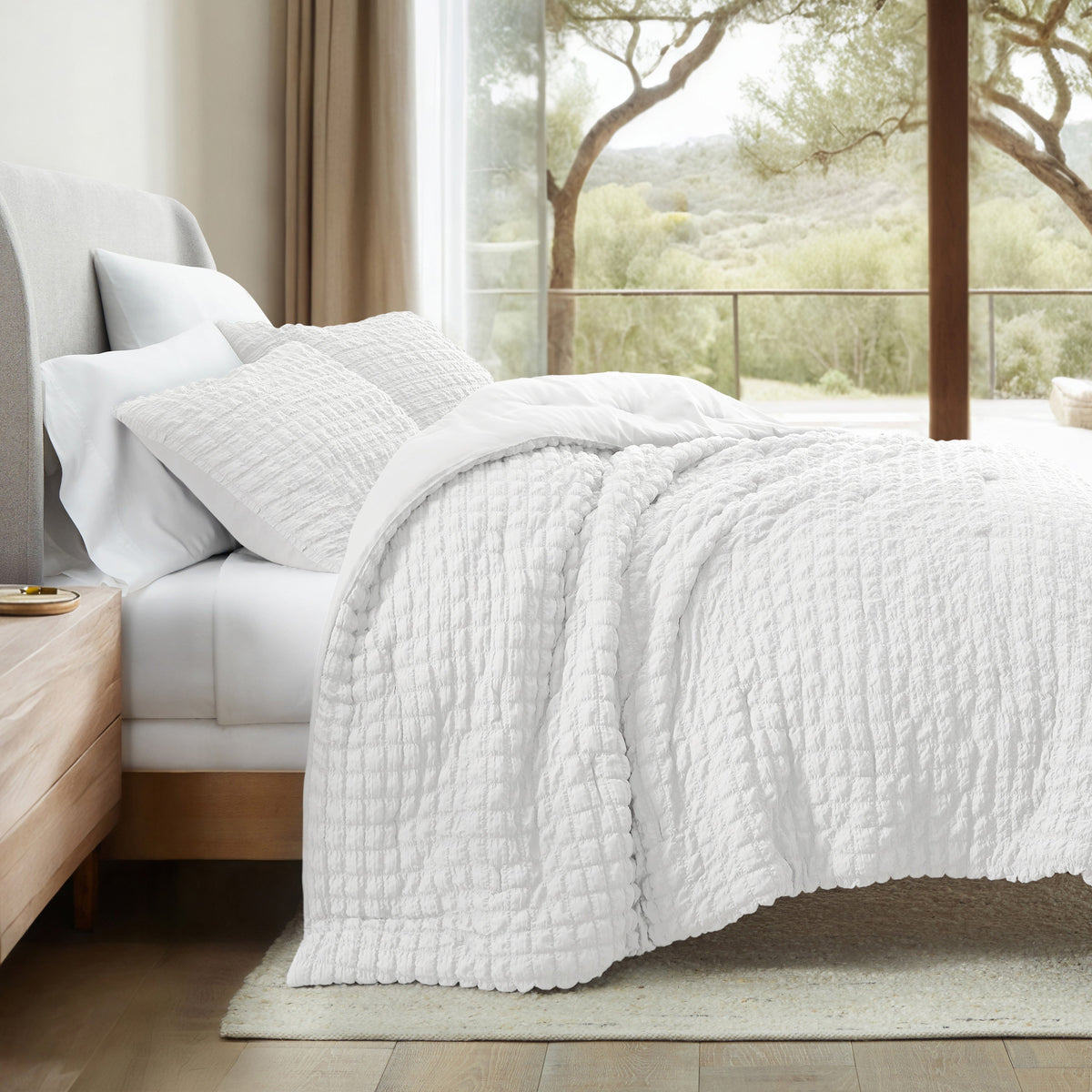 Seersucker Box Textured Down-Alternative Comforter Set