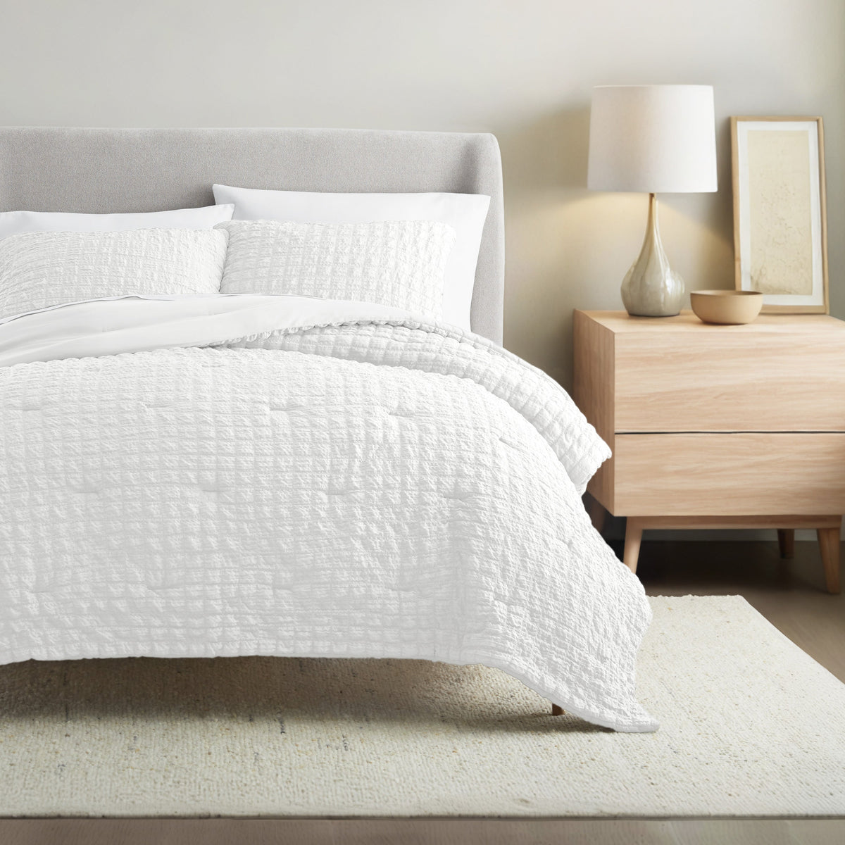 Seersucker Box Textured Down-Alternative Comforter Set
