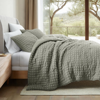 Seersucker Box Textured Down-Alternative Comforter Set