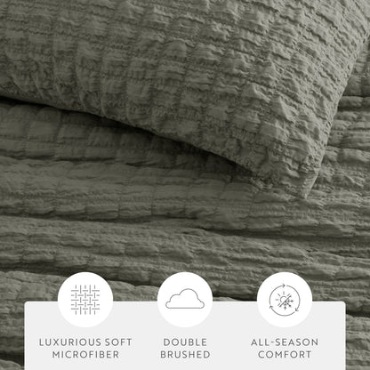 Seersucker Box Textured Down-Alternative Comforter Set