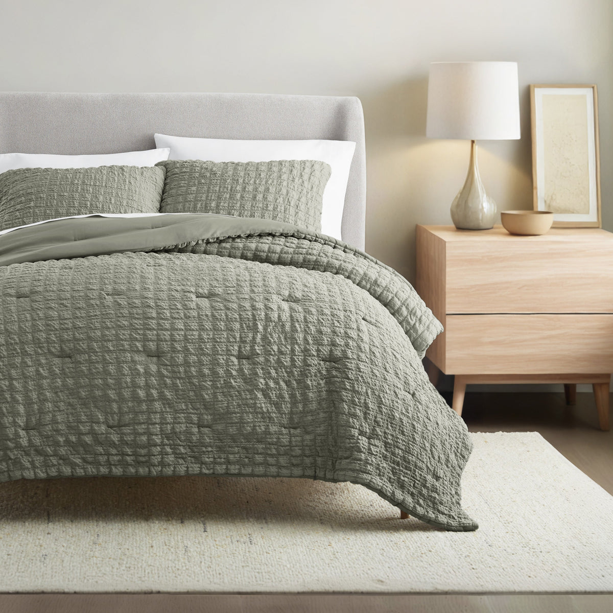Seersucker Box Textured Down-Alternative Comforter Set