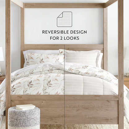 Foliage Stripe Reversible Down-Alternative Comforter Set
