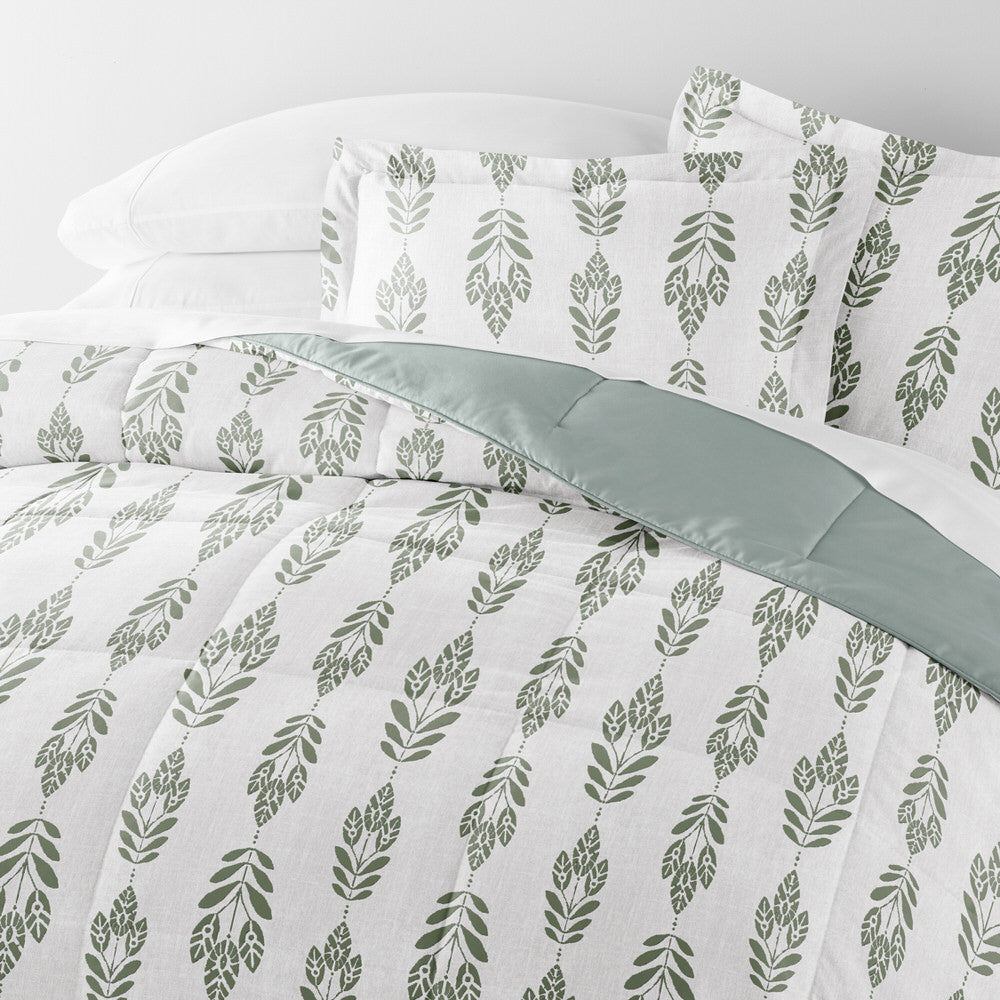 Folk Leaves Reversible Down-Alternative Comforter Set