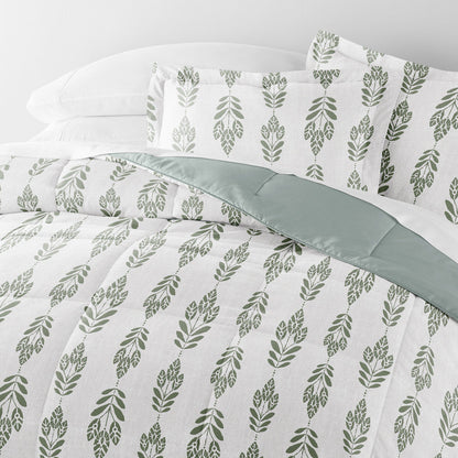 Folk Leaves Reversible Down-Alternative Comforter Set