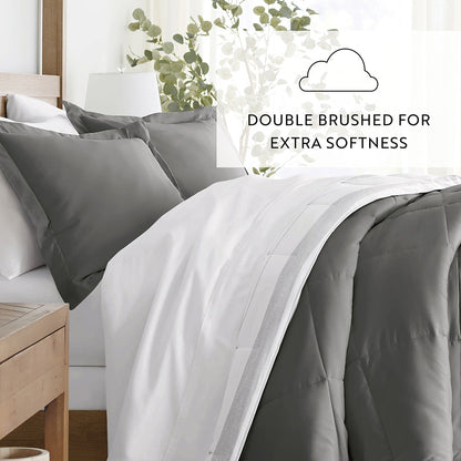 Stitched Stripe Reversible Down-Alternative Comforter Set
