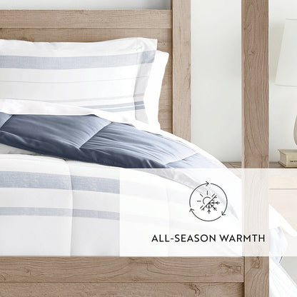 Stitched Stripe Reversible Down-Alternative Comforter Set