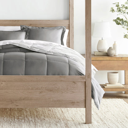 Textured Stripe Reversible Down-Alternative Comforter Set