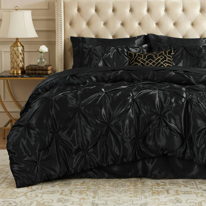 Luxe Sateen Pintuck Comforter Set – 7-Piece All-Season Bedding