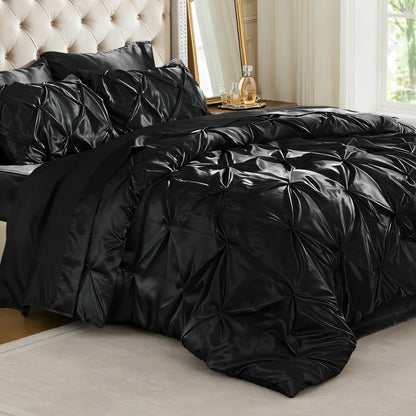 Luxe Sateen Pintuck Comforter Set – 7-Piece All-Season Bedding