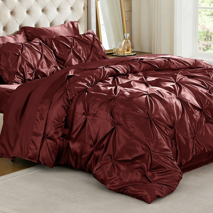 Luxe Sateen Pintuck Comforter Set – 7-Piece All-Season Bedding