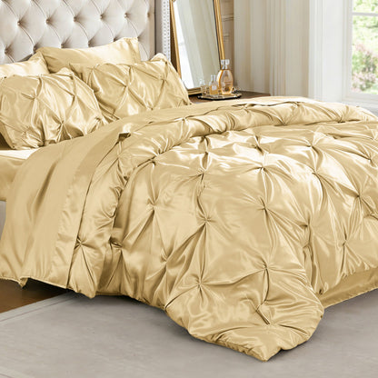 Luxe Sateen Pintuck Comforter Set – 7-Piece All-Season Bedding