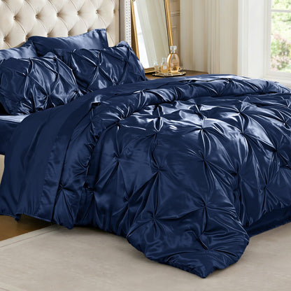 Luxe Sateen Pintuck Comforter Set – 7-Piece All-Season Bedding