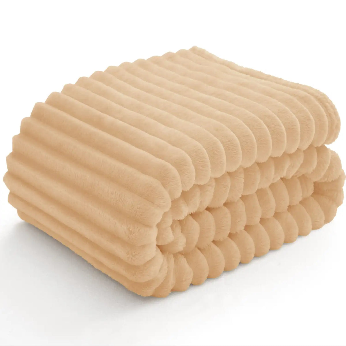 Textured Ribbed Fleece Throw Blanket – 300GSM Striped Plush