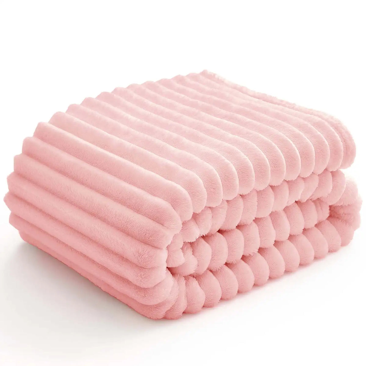 Textured Ribbed Fleece Throw Blanket – 300GSM Striped Plush