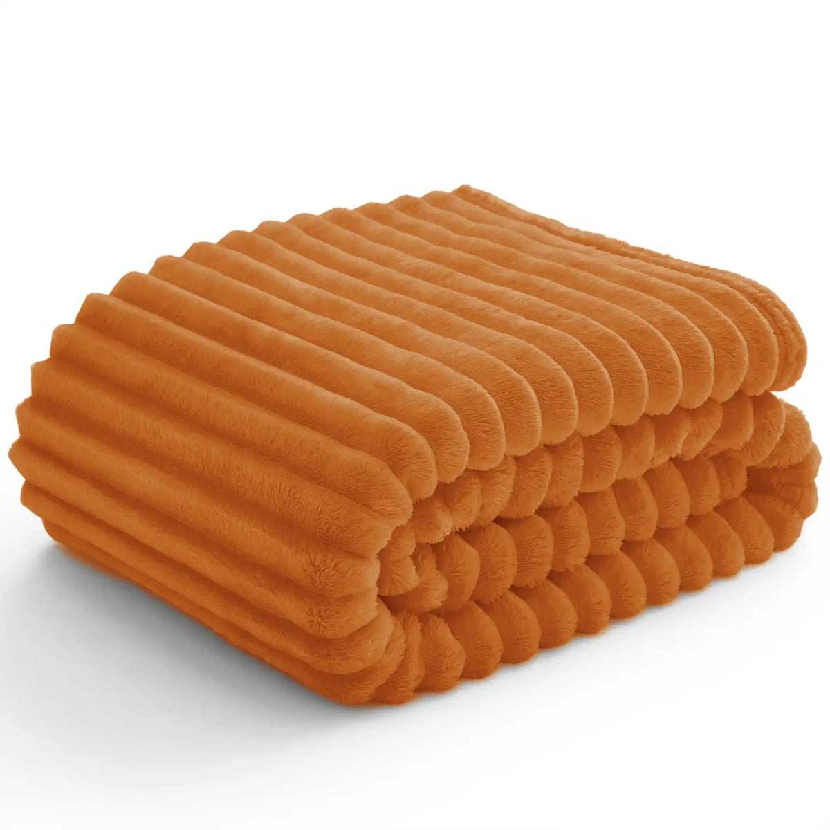 Textured Ribbed Fleece Throw Blanket – 300GSM Striped Plush