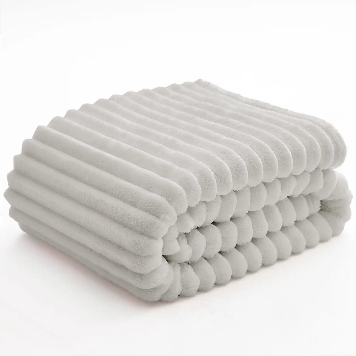 Textured Ribbed Fleece Throw Blanket – 300GSM Striped Plush