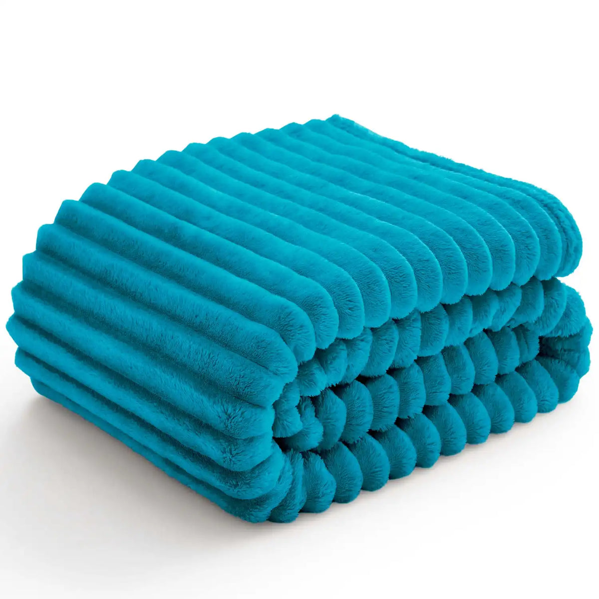 Textured Ribbed Fleece Throw Blanket – 300GSM Striped Plush