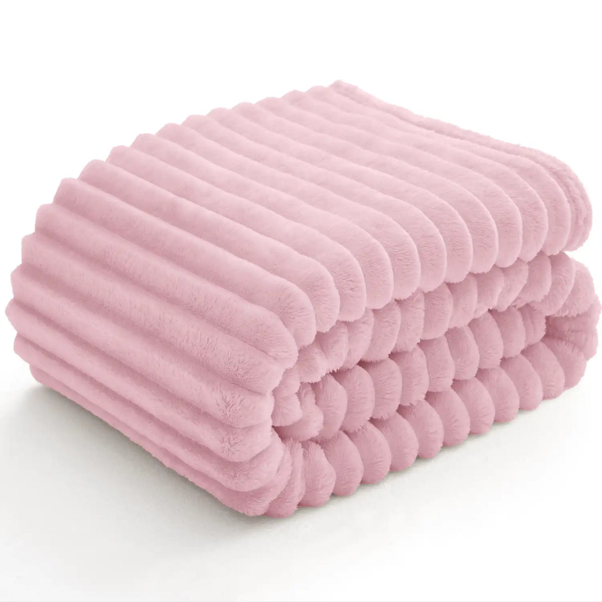 Textured Ribbed Fleece Throw Blanket – 300GSM Striped Plush