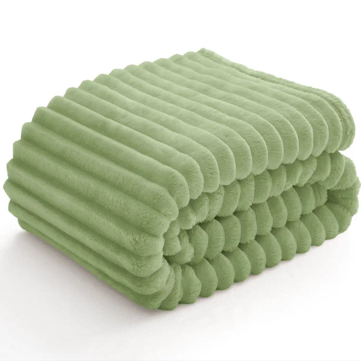 Textured Ribbed Fleece Throw Blanket – 300GSM Striped Plush