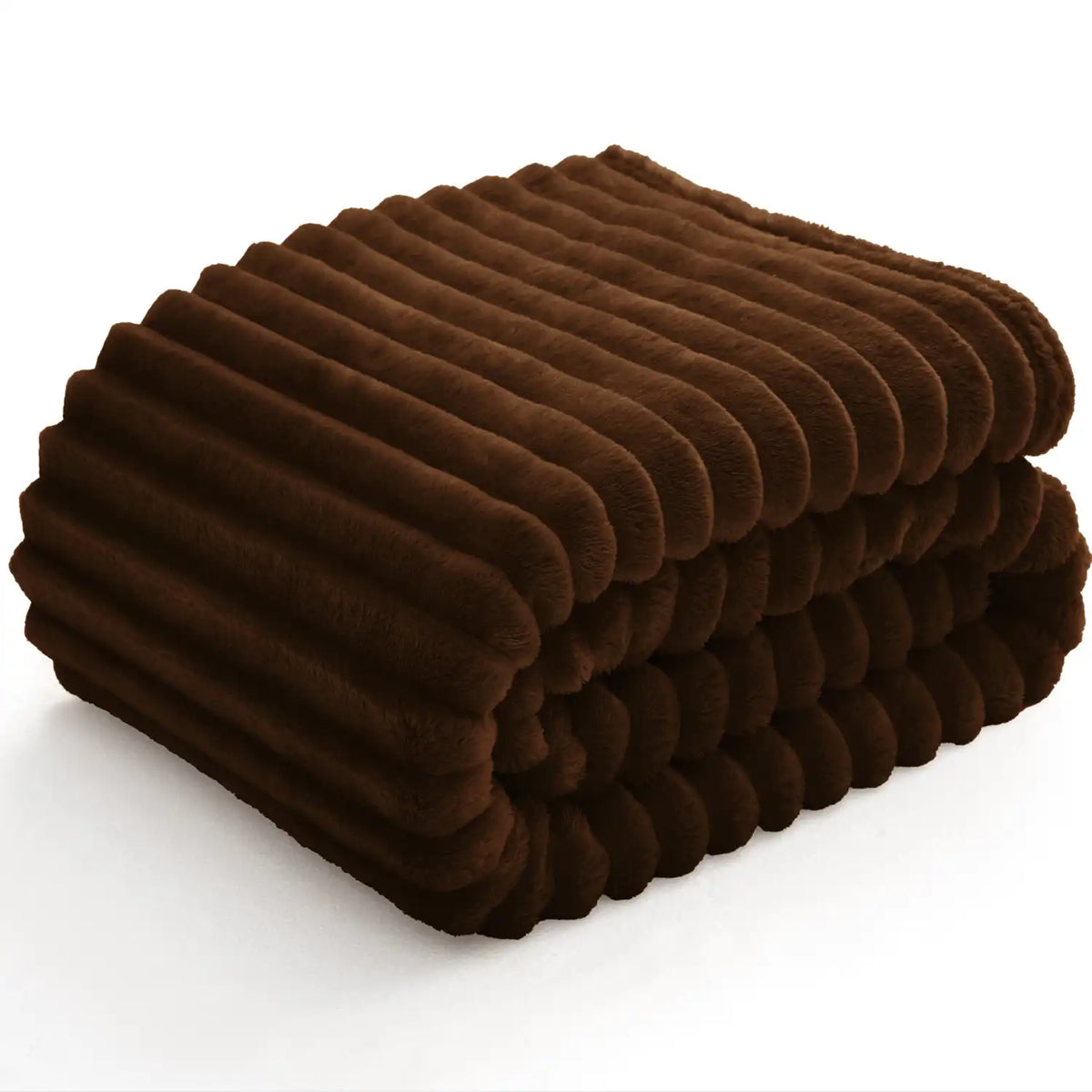 Textured Ribbed Fleece Throw Blanket – 300GSM Striped Plush