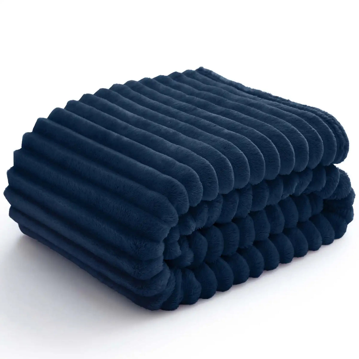 Textured Ribbed Fleece Throw Blanket – 300GSM Striped Plush