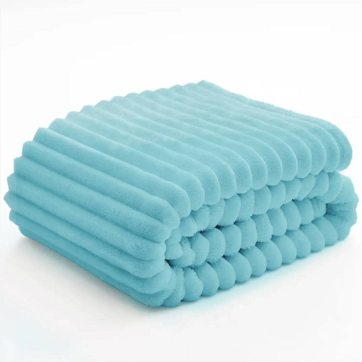 Textured Ribbed Fleece Throw Blanket – 300GSM Striped Plush