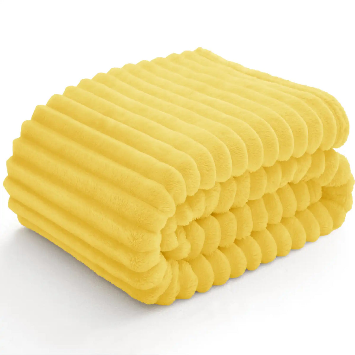 Textured Ribbed Fleece Throw Blanket – 300GSM Striped Plush