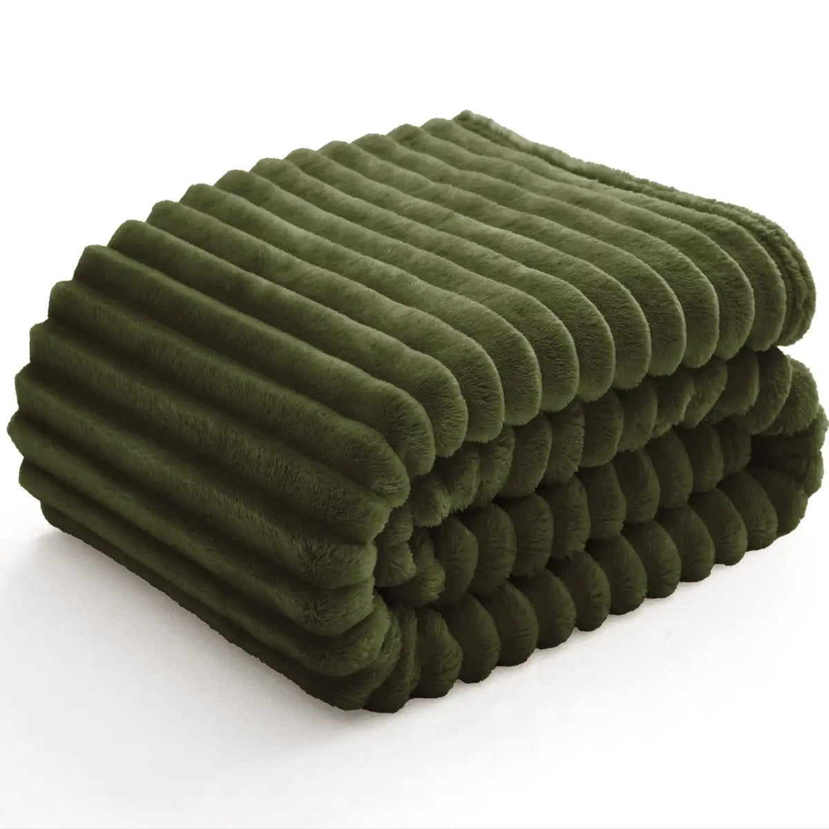 Textured Ribbed Fleece Throw Blanket – 300GSM Striped Plush