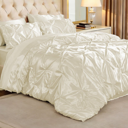 Luxe Sateen Pintuck Comforter Set – 7-Piece All-Season Bedding