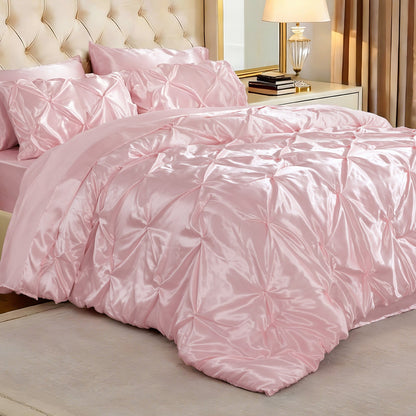 Luxe Sateen Pintuck Comforter Set – 7-Piece All-Season Bedding