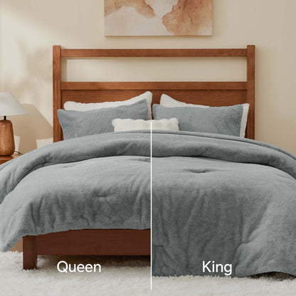 Luxe Flannel Faux Fur Comforter Set – Thick Winter Bedding