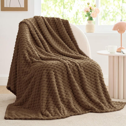 Textured Ribbed Jacquard Fleece Throw Blanket – 3D Plush All-Season