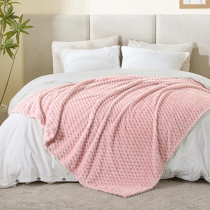 Textured Ribbed Jacquard Fleece Throw Blanket – 3D Plush All-Season
