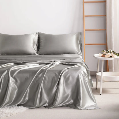 4-Piece Satin Bedding Set – Ultra-Soft Silky Sheets with Envelope Pillowcases, OEKO-TEX Certified Luxury Bedding, Gentle on Acne-Prone Skin