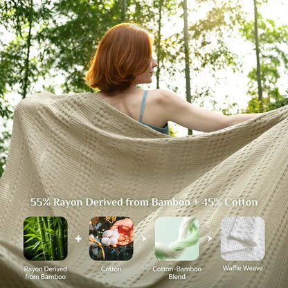 Luxe Bamboo Viscose Waffle Blanket – Lightweight Cooling Throw