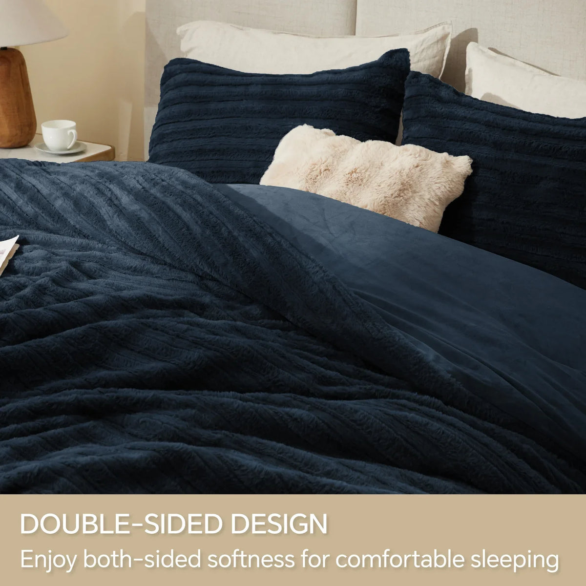 Luxe Flannel Fleece Comforter Set – Warm Faux Fur Bedding