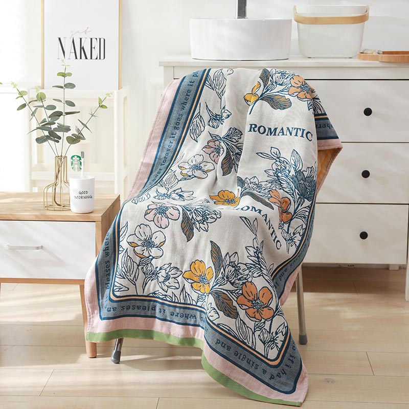Flower Mixed Color Reversible Bath Towel